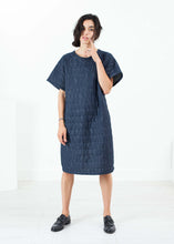 Load image into Gallery viewer, Quilted Mesh T-Shirt Dress in Navy