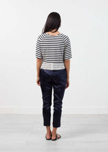 Load image into Gallery viewer, Sleeve Top in Navy Stripe