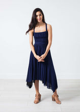 Load image into Gallery viewer, Ruched Party Dress in Navy
