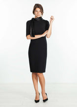Load image into Gallery viewer, Tie Neck Wool Dress in Black
