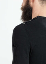 Load image into Gallery viewer, Button Shoulder Pullover in Black
