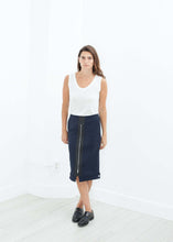 Load image into Gallery viewer, Contrast Zipper Skirt in Navy
