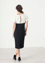 Load image into Gallery viewer, Pearl Fastened Dress in Cream/Black
