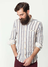 Load image into Gallery viewer, Linen Western Shirt in Beige/Blue
